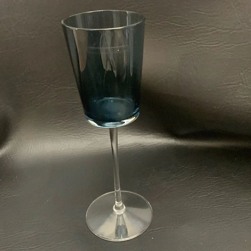 Champagne Flute Made Poland Long Stem Crystal Vintage Azure Blue Cocktail 8 Oz